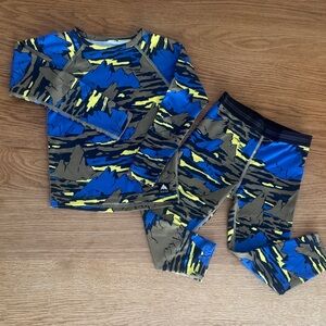 Like New Burton Kids Baselayer - Blue and Yellow Camouflage Thermals